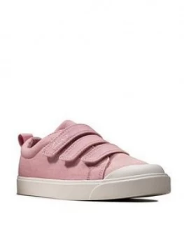Image of Clarks Girls City Vibe Canvas Shoe - Pink, Size 1 Older