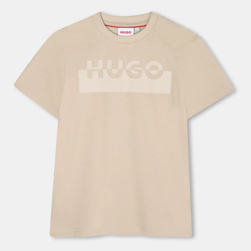 Image of Hugo Kids Split Logo Regular Fit T-Shirt Sand male 12Y