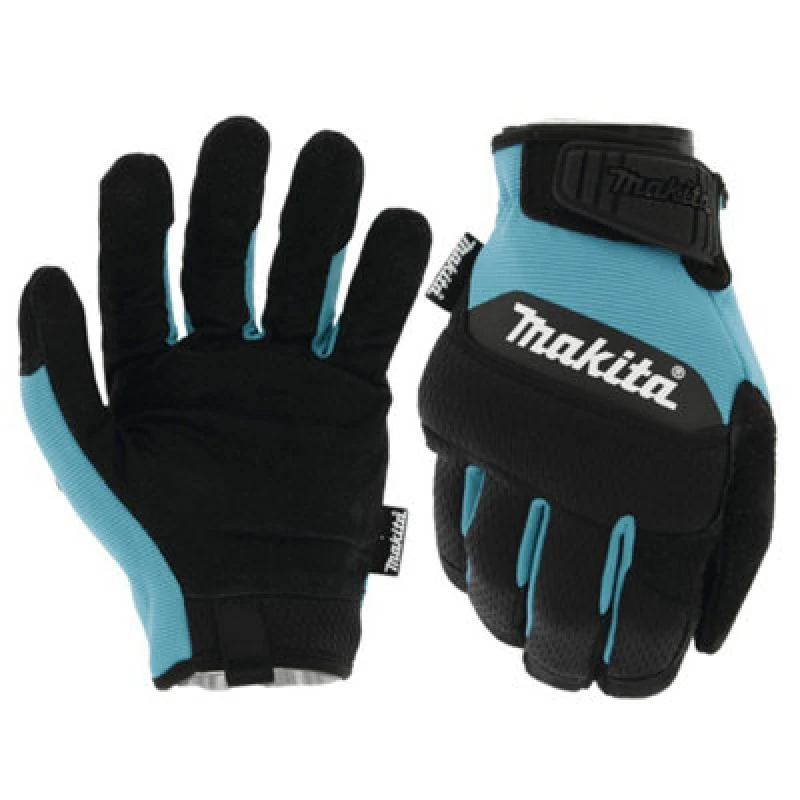 Image of Makita Durahide Leather Palm Performance Gloves P-84595 Colour: Black / Blue