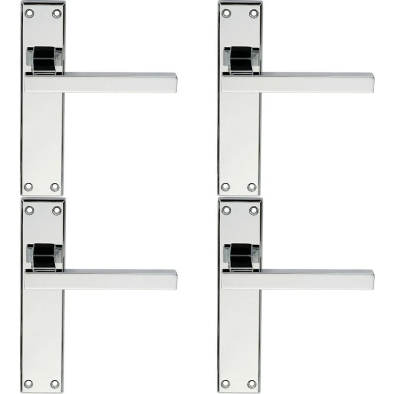 Image of Loops 4x PAIR Straight Square Handle on Latch Backplate 180 x 40mm Polished Chrome Multi