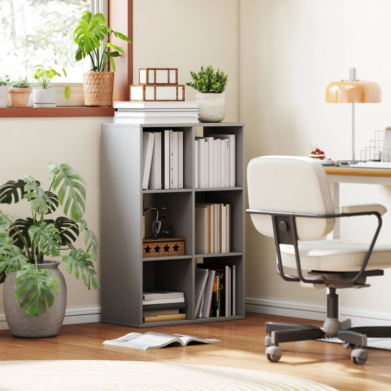 Image of HOMCOM HOMCOM 6-Cube Bookshelf, Display Shelving Unit for Home Office, Light Grey Light Grey One Size Unisex 5063603045514