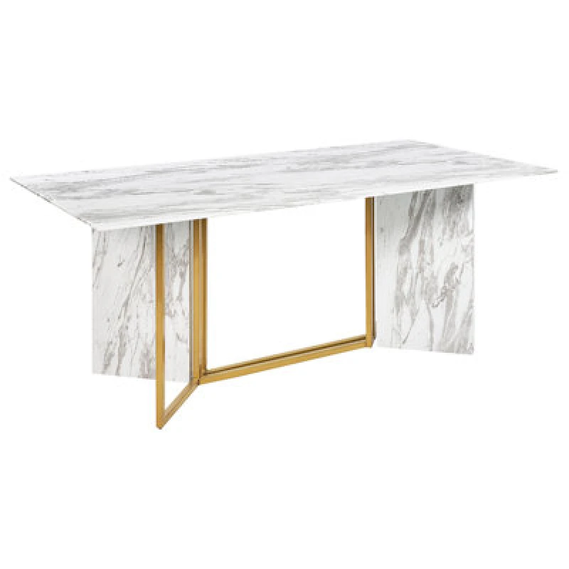 Image of Beliani Dining Table Calcio White Marble 200 Cm 100 Cm