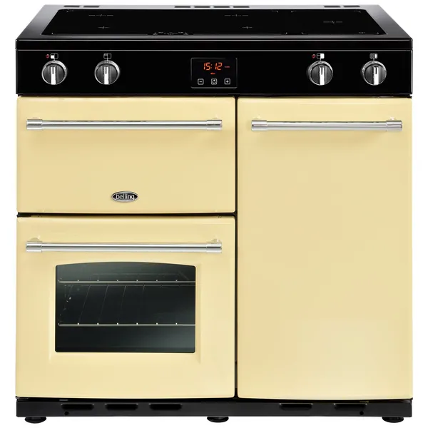 image of Belling 444444132 Farmhouse 90Ei 90cm Electric Induction Range Cooker - Cream 444444132 Cream