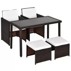 Image of 5 Piece Rattan Garden Furniture Sofa Set, Brown