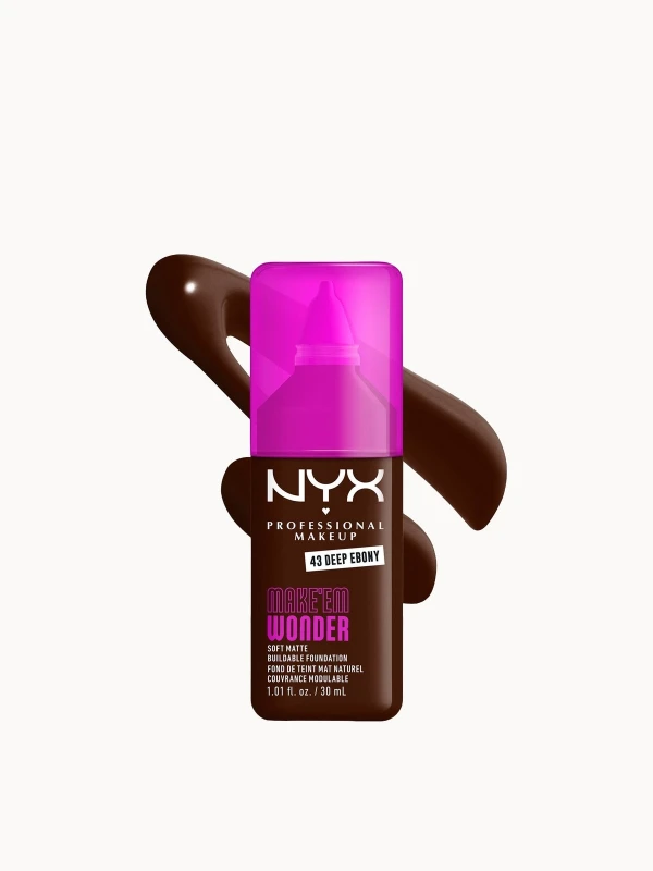 Image of NYX Professional Makeup Make 'EM Wonder, 24H Soft Matte Foundation (Various Shades) - Deep Ebony