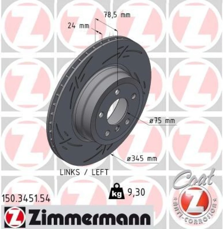 Image of ZIMMERMANN Brake disc ZIMMERMANN 150.3451.54