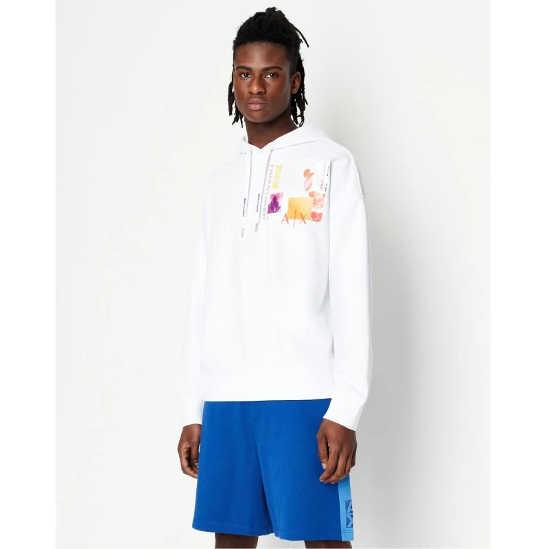 Image of Armani Exchange Pullover Hoodie Crew Sweaters XS White 29134901310
