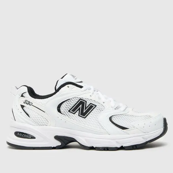 Image of New Balance Mens 530 Trainers in White & Black, Mesh, Size: 9 White/Black UK 9