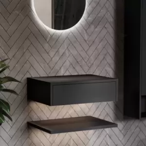 image of 600mm Black Wall Hung Countertop Basin Shelf - Lugo