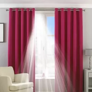 image of Riva Home - Eclipse Plain Thermal Blackout Eyelet Lined Curtains, Pink, 90 x 54 Inch