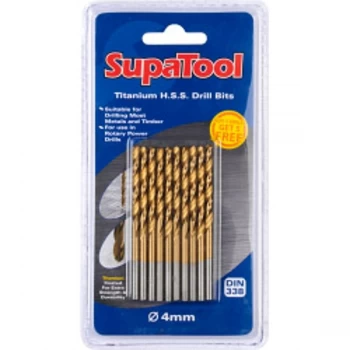 image of SupaTool Titanium Coated HSS Drill Bits 4x75mm 10 Piece