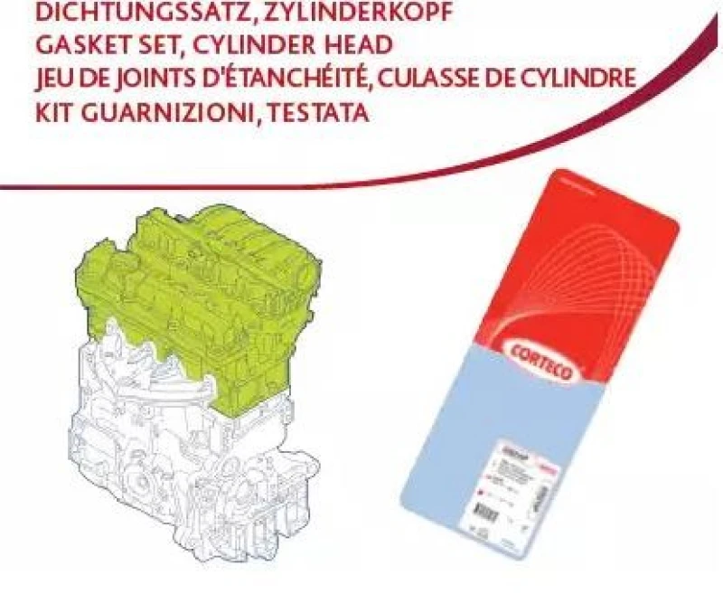 Image of CORTECO 417267P Gasket Set, cylinder head with valve stem seals Gasket Set,cylinder head (319)