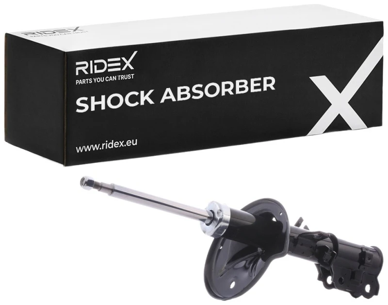 Image of RIDEX 854S0668 Shock absorber Front Axle Right, Gas Pressure, Twin-Tube, Suspension Strut, Bottom Clamp Shock Absorber (854)