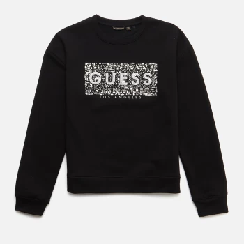 image of Guess Girls Crystal Logo Active Sweatshirt - Jet Black - 12 Years