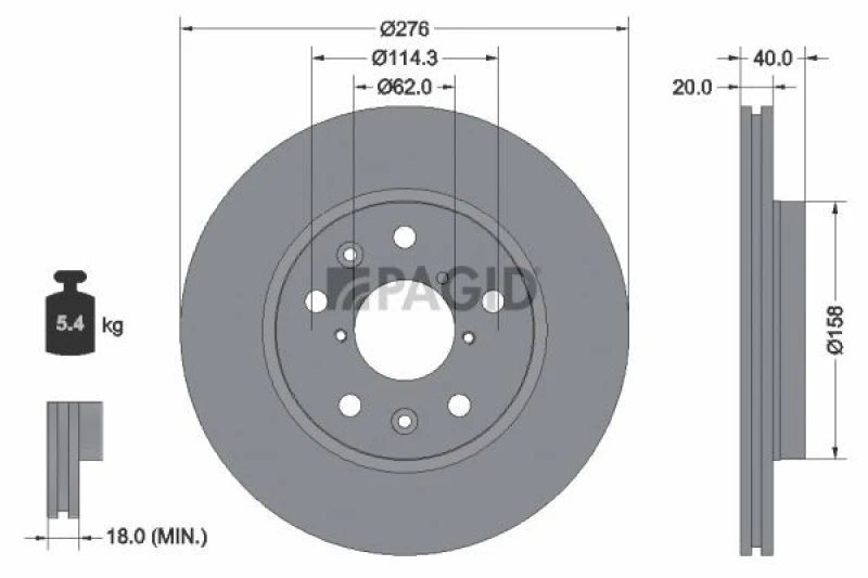 Image of Brake disc PAGID 55047NC