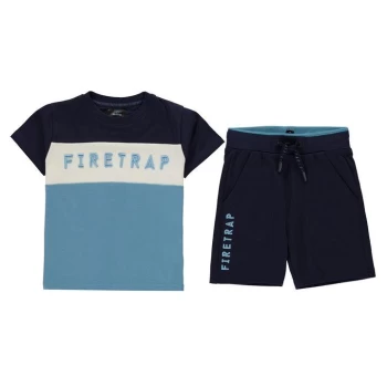 Image of Firetrap Short Sleeve T-Shirt Set Infant Boys - Blue C/Block