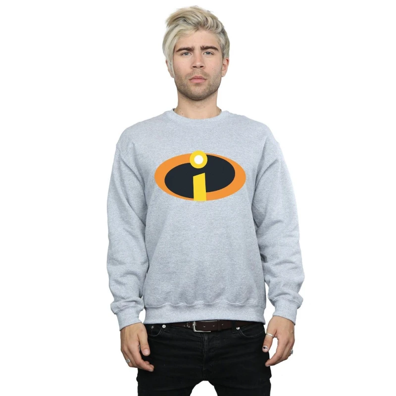 Image of Disney Men The Incredibles Costume Logo Sweatshirt in Grey Size: Small Grey S Male 5057955878012