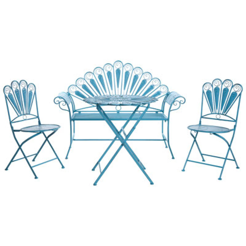 Image of Beliani Bistro Set With Bench Pavia Metal Blue
