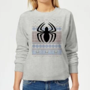 image of Marvel Avengers Spider-Man Logo Womens Christmas Sweatshirt - Grey - XS