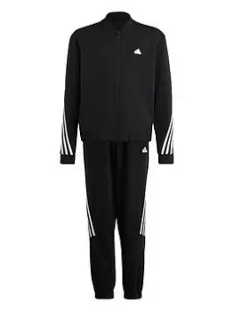 Image of Boys, adidas Junior Future Icons 3 Stripe Tracksuit, Black/White, Size 11-12 Years
