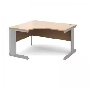 image of Vivo left hand ergonomic desk 1400mm - silver frame and beech top