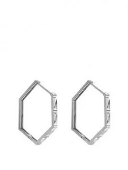 image of The Love Silver Collection Sterling Silver 30Mm Diamond Cut Hexagonal Lever Back Hoop Earrings