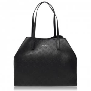 image of Guess Large Embossed Vikky Bag - BLACK BLA