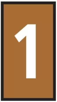 Image of HellermannTyton HODS50 Slide On Cable Marker, Pre-printed "1", Brown, 1.7 3.6mm Dia. Range