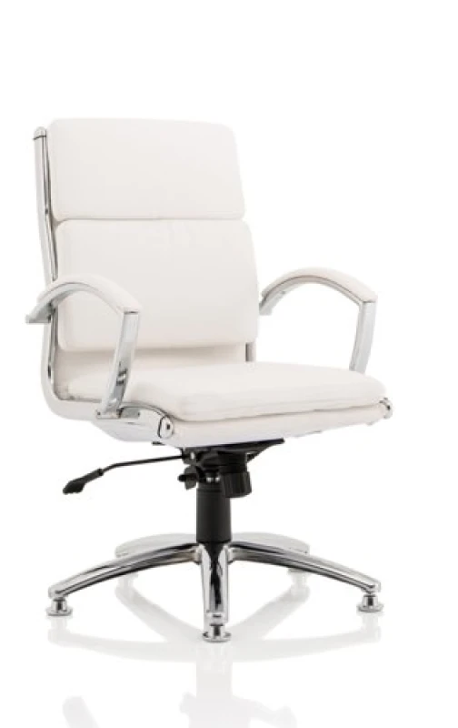 Image of Classic Executive Medium Back Chair White with Chrome Glides KC0293