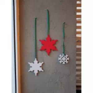 Image of Snow Set Red White Decorative Wooden Wall Accessory