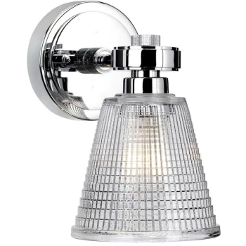 Image of Elstead - Gunnislake - 1 Light Wall Light Polished Chrome Glass Shade IP44, G9