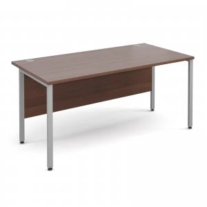 Image of Maestro 25 SL Straight Desk 1600mm x 800mm - Silver H Frame Walnut to