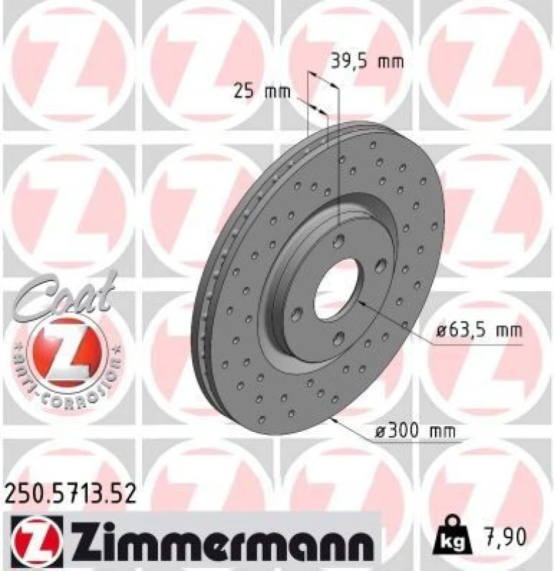 Image of ZIMMERMANN Brake disc ZIMMERMANN 250.5713.52