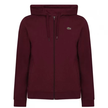 Image of Lacoste Logo Zip Hoodie - Burgundy H9Y
