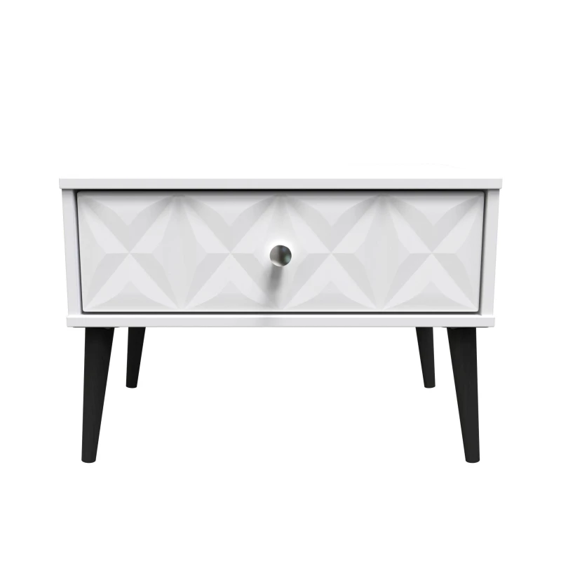 Image of Toledo 1 Drawer Wide Side Table In White Matt (Ready Assembled)
