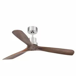 image of Lantau Large Ceiling Fan Without Light Matt Nickel, Dark Walnut