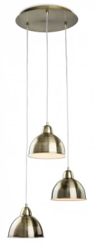 Image of 3 Light Dome Ceiling Pendant Antique Brass, E14