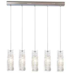 image of Mini Wire Straight Bar Pendant Ceiling Light Satin Nickel