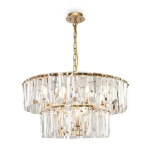 Image of Modern Puntes 2 Tier 12 Light Gold Pendant Ceiling Light