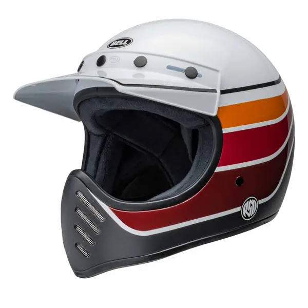 Image of Bell Moto-3 RSD Saddleback Satin Gloss White Black Full Face Helmet Size XL