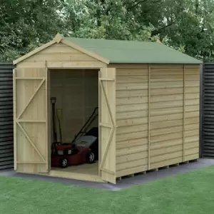 image of 10' x 6' Forest Beckwood 25yr Guarantee Shiplap Windowless Double Door Apex Wooden Shed - Natural Timber