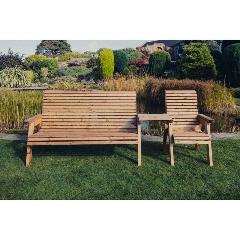 Image of Churnet Valley Garden Furniture Ltd Valley 1XC 1X3B with Tray Set - Fully Assembled - Set of Cushions Inc in Brown Brown Unisex