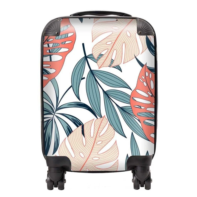 Image of Warren Reed - Designer Tropical Leaf Pattern Suitcase in Green Size: Small Green Unisex Small
