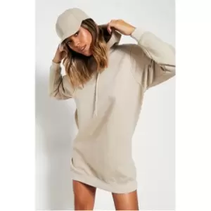 image of I Saw It First Long Sleeve Drawstring Hoodie Dress - Brown