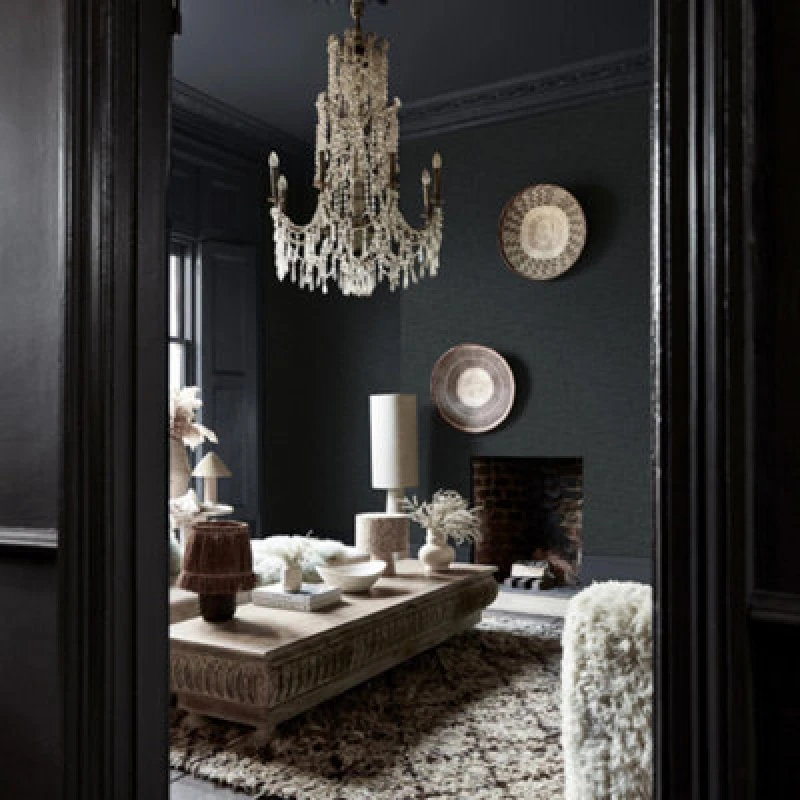Image of Abigail Ahern Weathered Linen Midnight Wallpaper