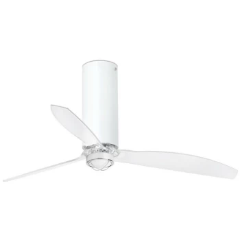 Image of Faro TUBE - LED Shiny White, Transparent Ceiling Fan with DC Motor, 3000K