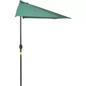 Image of 3(m) Half Round Parasol Garden Sun Umbrella Metal w/ Crank Green - Outsunny