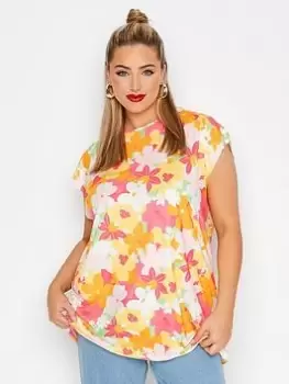 Image of Yours Grown On Sleeve Retro Bright Floral, Pink, Size 18, Women