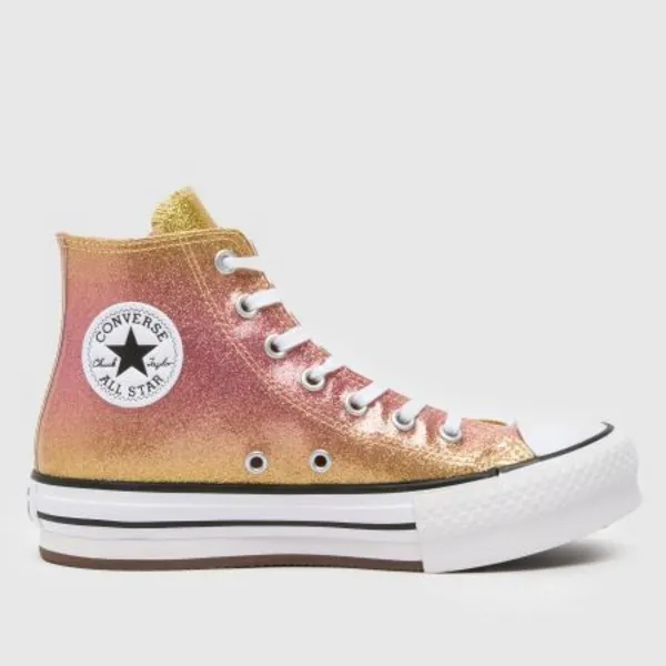 image of Converse pink multi all star hi eva lift Girls Junior trainers Pink Multi UK 11 (EU 28½)