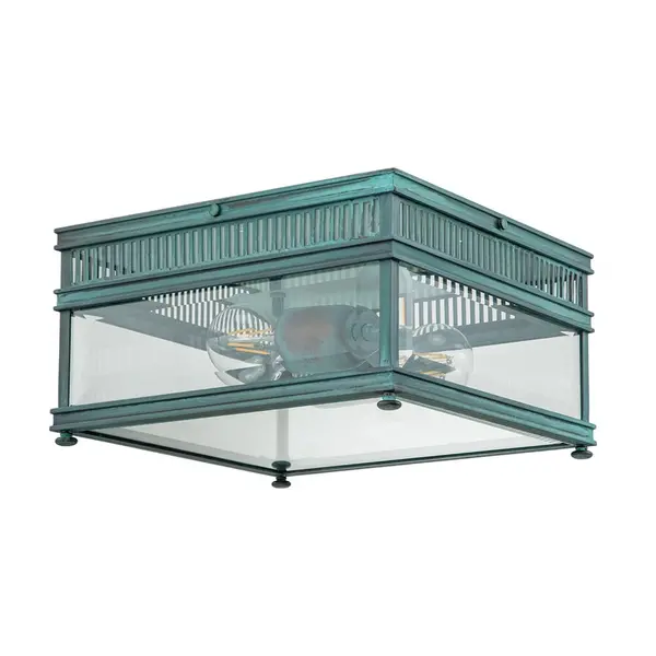 Image of Elstead Elstead Holborn Outdoor Flush Ceiling Light - Verdigris
